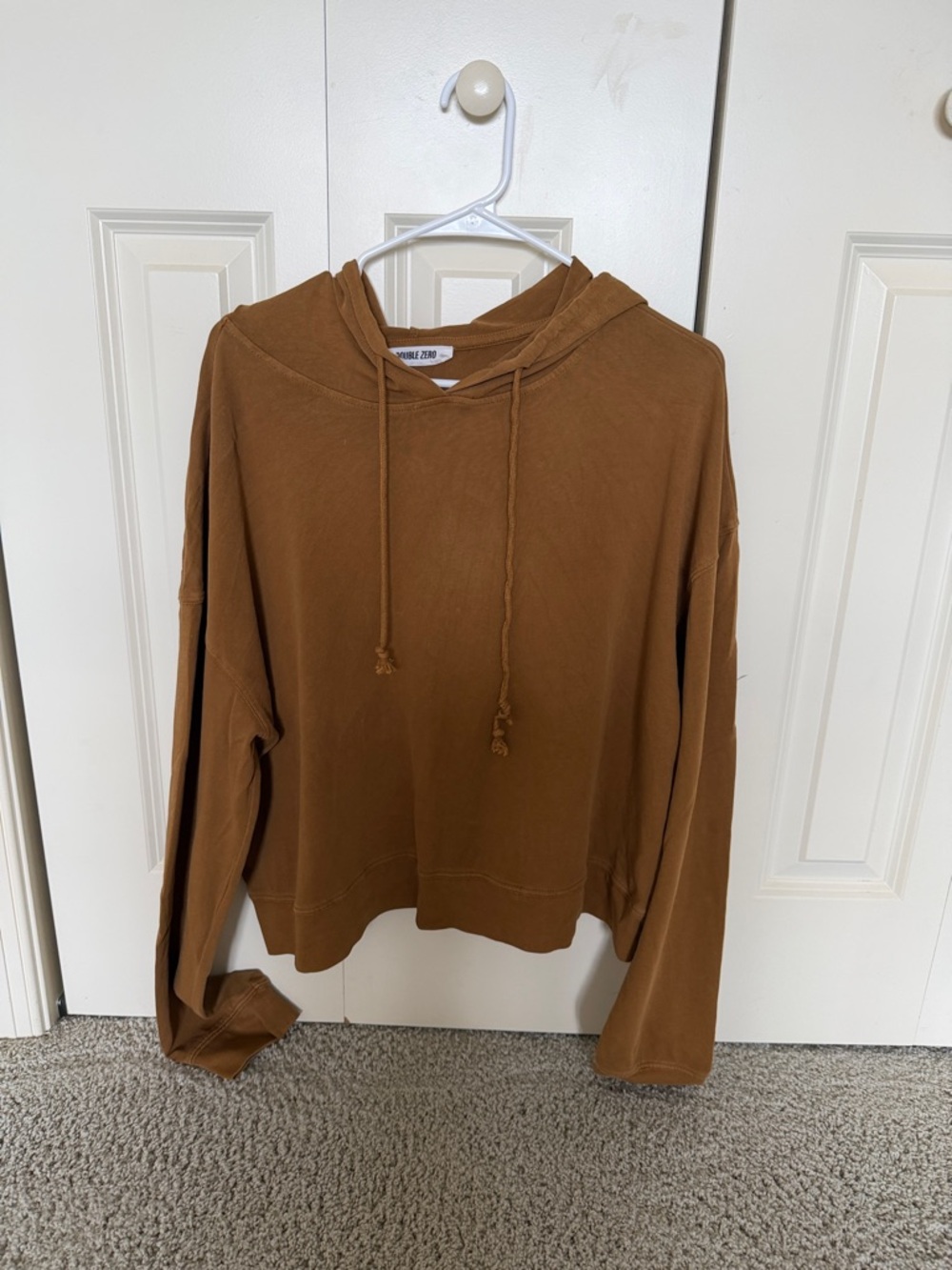 Double Zero Cropped Hooded Sweatshirt in Brown